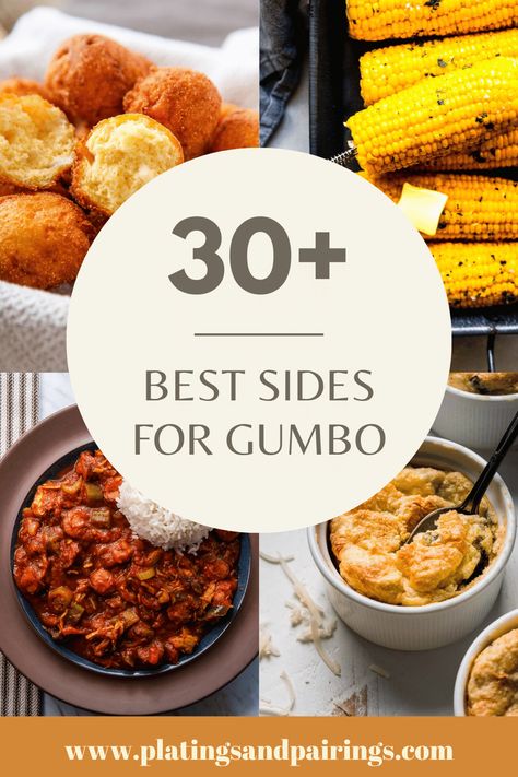 Gumbo is a delicious and flavorful meal that can be enjoyed as a main course. But what should you serve with gumbo to make the meal even more special? I've got you covered! From appetizers to classic sides, here's some perfect side dishes for gumbo. What Goes With Gumbo, Gumbo Wedding Reception, Side Dish For Gumbo, Gumbo Appetizer, What Goes With Gumbo Dinners, Gumbo Dinner Party, Sides For Cajun Food, Gumbo Party Ideas, Sides With Gumbo