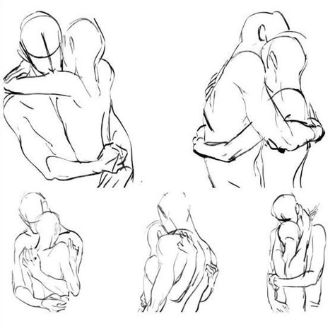 Couples Ref Drawing Hug Reference, Reuniting Pose Reference, Person Hugging Another Person Drawing, Comforting Couple Pose Drawing, 2 People Cuddle Reference, How To Draw People Cuddling, People Cuddling Drawing Base, Leaning On Shoulder Couple Drawing, Suprise Hug Reference