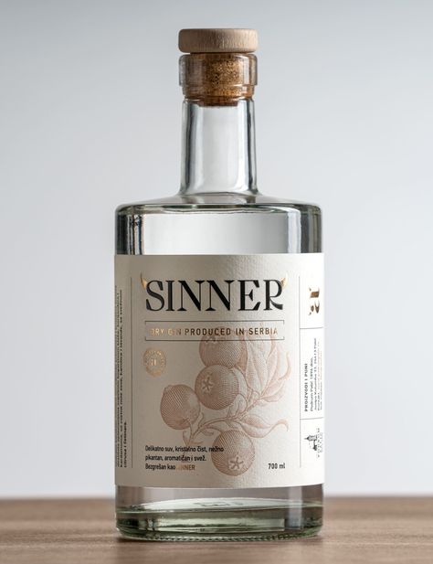 (60) Sinner Gin – Packaging Of The World Gin Branding Design Packaging, Packaging Design Alcohol, Gin Bottle Aesthetic, Gin Bottle Label Design, Bottle Drink Design, Alcohol Package Design, Luxury Alcohol Packaging, Cocktail Label Design, Rakija Design