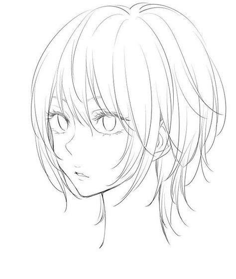 Simple Anime Hair, Hair Anime, Anime Drawings Tutorials, Art Tutorials Drawing, Sketchbook Art Inspiration, Art Drawings Sketches Simple, Anime Sketch, Drawing Base, Drawing Poses