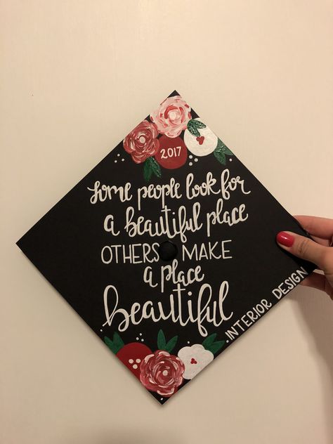 Interior design graduation cap Graduation Cap Designs Interior Design, Interior Design Grad Cap, Interior Design Graduation Cap, Architecture Graduation Cap, Interior Design Graduation, Mc Interior, Design Graduation Cap, Education Graduation Cap, Interior Design Major