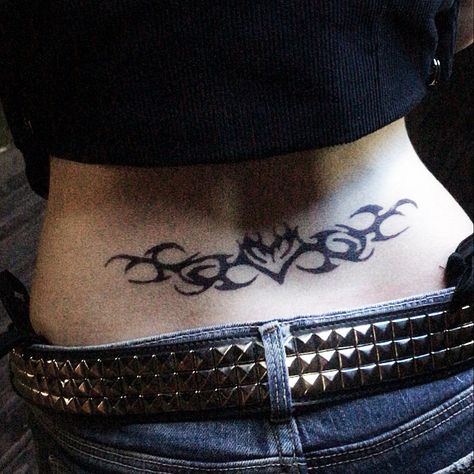 Korn Tramp Stamp, Trashy Y2k Tramp Stamp, Monster High Tramp Stamp, Trampstamp Tattoo Y2k, Cyberpunk Tramp Stamp, Tramp Stamp Tattoos 2000s, Emo Tramp Stamp, Skull Tramp Stamp, Tramp Tattoos