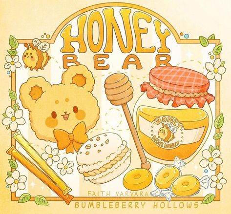 Faith Varvara on Instagram: “🌼Boris the Bear loves his honey🍯 By the way if you haven’t seen the new Kickstarter stretch goal you can find the link in my bio or see my…” Faith Varvara, Honey Bear, Bear Art, The Bear, Love Him, Pikachu, The Way, Honey, Wall Art