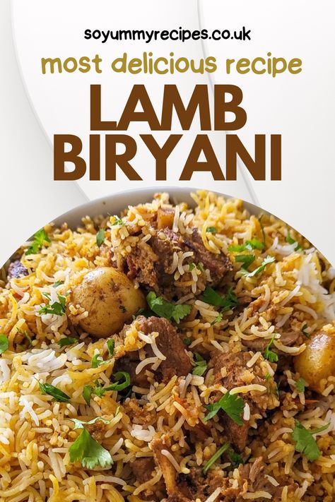 Discover the secret behind the aromatic spices and tender lamb that makes Lamb Biryani an absolute delight through this special recipe. Don't miss out on this must-try Pakistani classic! Pakistani Cuisine Recipes, Pakistani Dishes Recipes, Lamb Rice Recipes, Lebanese Lamb Recipes, Indian Food Recipes Biryani, Indian Lamb Recipes, Asian Lamb Recipes, Pakistani Lamb Recipes, Lamb And Rice Recipes