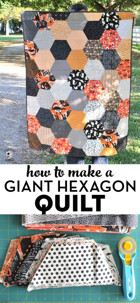 Quilt Pattern Hexagon, First Quilt Project Free Pattern, New Quilts 2022, Modern Quilt Patterns For Beginners, Sewing Patterns Quilts, Quilt With Patterned Fabric, Quilts With Patterned Fabric, 8x8 Quilt Block Patterns, Hex Quilt Pattern