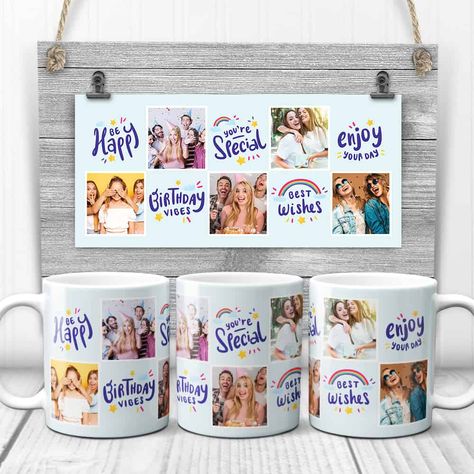 Sweet 16 Gift Ideas, Photo Cup, Birthday Photo Collage, Custom Photo Mugs, Personalized Family Gifts, Personalised Mugs, Sweet 16 Gifts, Creative Birthday Gifts, Birthday Coffee