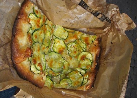 Campo de' Fiori's zucchini pizza Authentic Bolognese Sauce, Authentic Bolognese, Bolognese Sauce Authentic, Pizza From Scratch, Romans Pizza, Pizza Rustica, Zucchini Pizza, Visit Rome, Pizza At Home