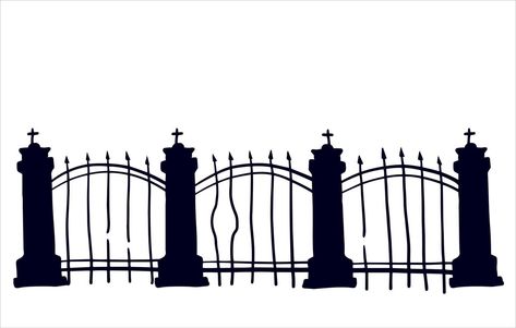 Fence Silhouette, Cemetery Halloween, Old Fences, Tree Saw, Black Silhouette, Cityscape Photos, Nature Backgrounds, Flat Illustration, Background Banner