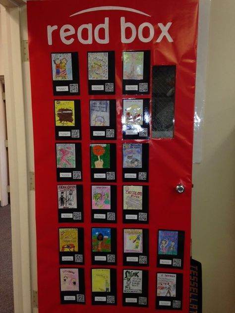 Our classroom "Read Box"- We created digital reports in the Educreations app then converted the reports to a QR code. Students can scan the code and watch the book review. Interactive, creative, engaging! www.lynchwps.blogspot.com Classroom Door Decorating, Read Box, Book Character Day, School Door Decorations, Door Decorating Contest, Inspiring Books, Teacher Doors, School Doors, 4th Grade Reading