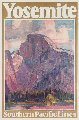 size: 18x12in Art Print: Travel Poster for Yosemite National Park : Artists Yosemite Trip, Yosemite California, Southern Pacific, California National Parks, Nature Posters, National Park Posters, Park Art, Vision Boards, Vintage Art Prints