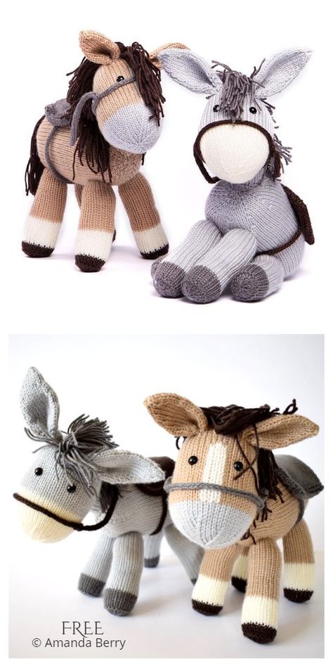 Amimgurumi Donkey Free Knitting Patterns - Knitting Pattern Addi 22 Patterns, Free Knitting Patterns Toys Easy, Knitted Toys Free Patterns Stuffed Animals, Knitted Animals Free Patterns Easy, Knitted Donkey, Knit Toys Free Pattern Stuffed Animals, Crochet Donkey, Knit Animals, Rabbit Knitting Pattern