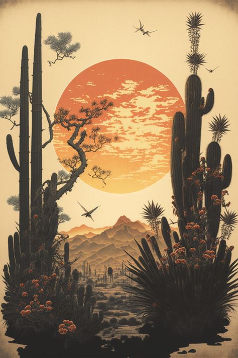 Bring a touch of Zen to your walls with our stunning cactus poster in Japanese painting style. This digital download poster features a delicate and detailed illustration of a cactus, rendered in the traditional Japanese painting style. The poster is perfect for adding a touch of calm and sophistication to any room. Whether you're looking to decorate your living room, bedroom, or office, this poster is sure to make a statement. It's also a great gift for cactus lovers or for those who appreciate Iphone Background Art, Cactus Printable, Cactus Poster, Cactus Art Print, Vintage Cactus, Cactus Wall, Japanese Art Prints, Ipad Drawings, Detailed Illustration