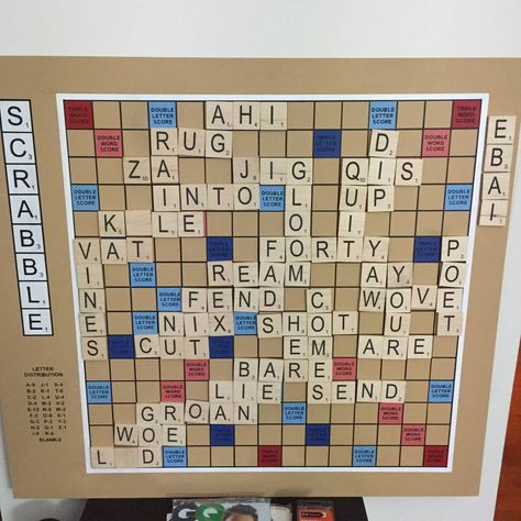 Super-Sized Wall-Mounted Scrabble Board | Make: Magnetic Scrabble Board, Scrabble Diy, Wall Scrabble, Giant Outdoor Games, Giant Yard Games, Diy Magnet Board, Building Games For Kids, Scrabble Board Game, Passive Programs