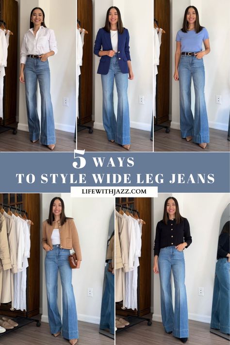 Jeans Palazzo Outfits, Once Upon A Time Prom, Denim Trousers Outfit, Trouser Jeans Outfit, How To Style Wide Leg Jeans, Denim Pants Outfit, 2024 Lookbook, Florida High School, Palazzo Jeans