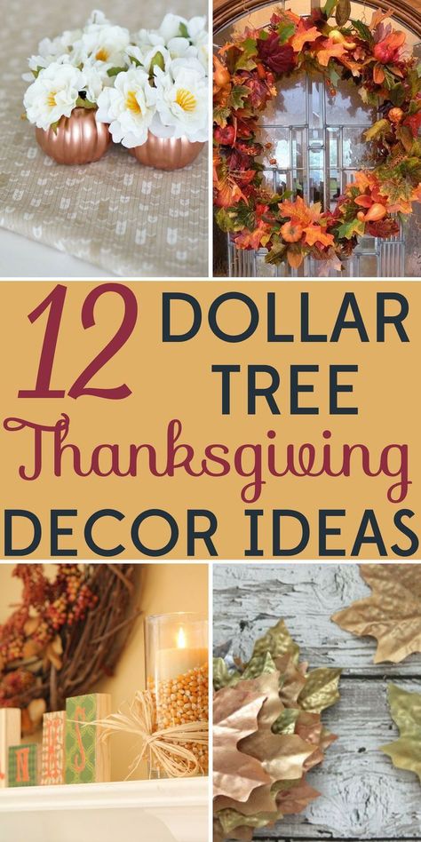 Thanksgiving decorations shouldn't break the bank! These Dollar Tree Thanksgiving decor ideas will make your home Pinterest-worthy on a budget. Diy Thanksgiving, Dollar Tree Thanksgiving Decor, Dollar Tree Thanksgiving, Personalized Fall Decor, Thanksgiving Fireplace, Diy Thanksgiving Centerpieces, Thanksgiving Decor Ideas, Friendsgiving Decorations, Thanksgiving Diy