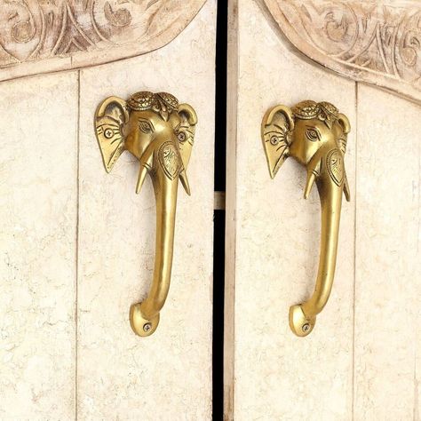 Add a touch of elegance to your doors and cabinets with our handmade brass door handles. Choose from classic and traditional styles or go for a vintage peacock design. Made of brass and finished in antique golden, polished or brushed, these handles are sure to impress your guests. #brassdoorhandles #doordesign #cabinetpulls #handmade #vintagestyle #Traditional #eBaySeller #Handmade #eBayStore #eBay #Classic https://ebay.us/j4sXzu https://ebay.us/r6l9jH https://ebay.us/H2mJkM https://ebay.us... Gold Wardrobe, Golden Elephant, Main Door Handle, Brass Door Handle, Brass Elephant, Elegant Doors, Outdoor Doors, Brass Door Handles, Elephant Figurines