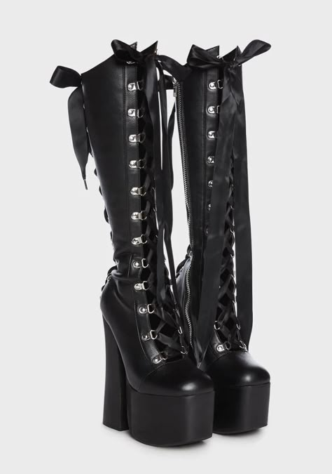 Pastel Goth Shoes, Lace Up Platform Boots, Thick High Heels, Goth Shoes, Gothic Shoes, Dr Shoes, Black Platform Boots, Metal Cross, Fancy Shoes