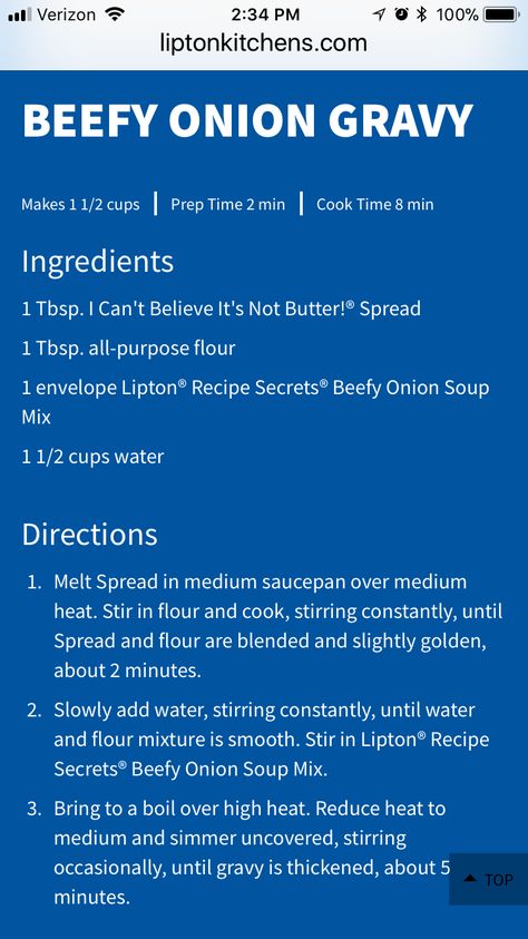 Gravy From Lipton Onion Soup, Beefy Onion Soup Mix Gravy, Lipton Beefy Onion Gravy, Lipton Onion Gravy Recipe, French Onion Soup Mix Gravy, Lipton Onion Soup Mix Gravy Recipe, Onion Soup Mix Gravy Recipe, Gravy With Lipton Onion Soup, Lipton Beefy Onion Soup Mix Recipes