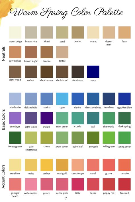 Autumn Spring Color Palette, True Warm Color Palette, Spring Colour Analysis Palette, Warm Spring Color Palette Clothes, True Spring Colour Palette Outfits, Copper Spring Color Palette, Spring Wardrobe Color Palette, Golden Spring Color Palette, Spring Color Season Palette