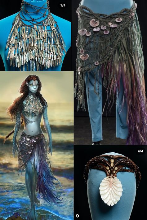 Avatar Fashion Inspired Outfits, Avatar Clothing Metkayina, Avatar Style Clothes, Pandora Avatar Inspired Outfits, Metkayina Clothing, Avatar Outfit Ideas, Avatar Dress, Avatar Costume, Avatar Clothes