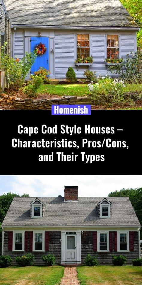 One of the most beloved home architectural designs in the US is the Cape Cod style house. You may have seen hundreds of Cape Cod homes dotted around seaside towns of New England and Massachusetts. Cape Cod Architecture Home, Cap Cod Home Exterior, Cape Cod House Exterior Cedar Shakes, Cape Cod Style Ranch Homes, Historic Cape Cod House, Cape Cod House Plans With First Floor Master, Cape Cod Cottage Plans, Cape Cod Exterior Lighting, Cape Cod Architecture Interior