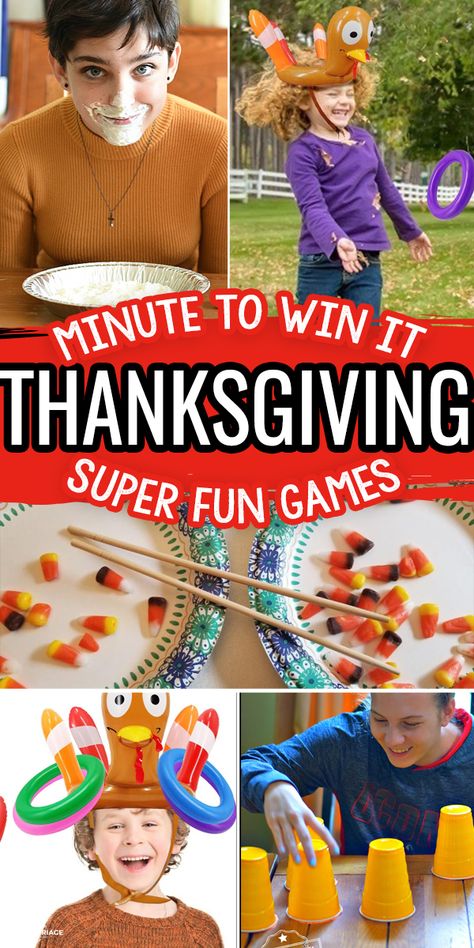 The BEST Thanksgiving Minute To Win It Games - Love and Marriage Thanksgiving Family Games, Thanksgiving Games For Adults, Fun Thanksgiving Games, Games Thanksgiving, Thanksgiving Games For Kids, Group Party, Thanksgiving Activities For Kids, Minute To Win, Minute To Win It Games