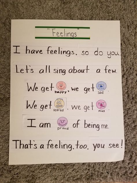 Feelings Poem Feelings Poem Preschool, Emotion Lesson Plans For Preschool, Today I Feel Silly Book Activities, Feelings Unit Preschool, Preschool Activities About Feelings, Emotions Songs Preschool, Feelings Songs Preschool, Preschool Feelings Theme, Wemberly Worried Activities Preschool