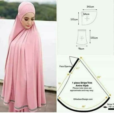 Hijab Sewing Pattern, Cape Pattern Sewing, Wedding Dress Sewing Patterns, Muslim Women Clothing, Abaya Pattern, Pola Topi, Islamic Fashion Dresses, Projek Menjahit, Hijab Designs