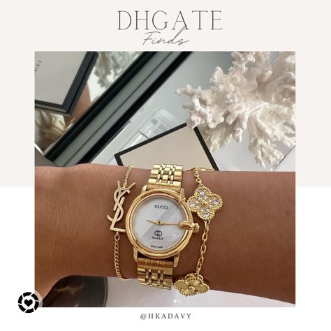 Best Dh Gate Finds, Dh Gate Finds, Dh Gate, Gucci Watch, Stacked Jewelry, Elegant Bracelet, Necklace Fashion, Wrap Watch, Fencing