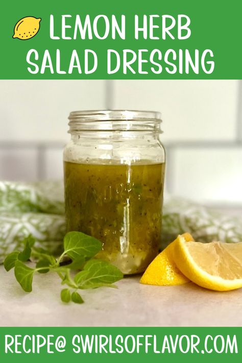 Your salad will be filled with the flavors of the Mediterranean when you make our Lemon Herb Vinaigrette. An easy salad dressing recipe with tangy lemon, fresh oregano leaves and garlic will brighten up your favorite greens. #swirlsofflavor #homemadesaladdressing Lemon Oregano Vinaigrette, Herb Vinaigrette, Easy Salad Dressing Recipes, Greek Vinaigrette, Salad Dressing Recipe, Easy Salad Dressing, Salad Dressing Recipes Homemade, Oregano Leaves, Herb Salad