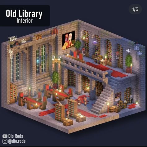 Minecraft Library Ideas, Minecraft Modern City, Survival Minecraft, Grand Library, Minecraft School, Minecraft Kingdom, Mc Builds, Minecraft Banner, Library Interior