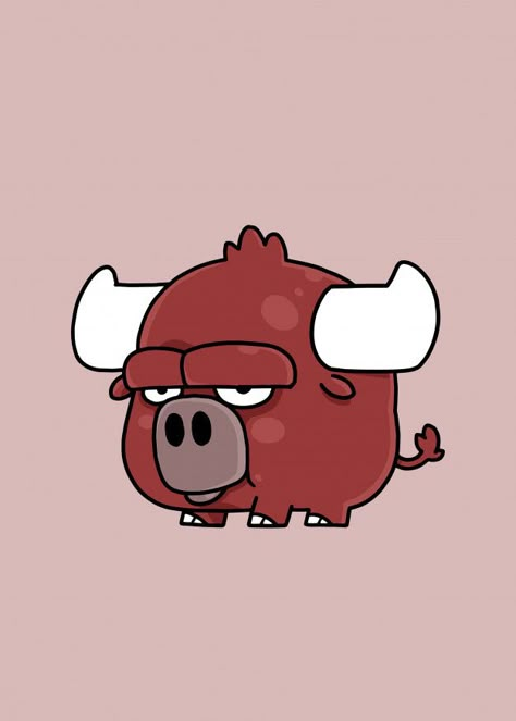 Bull Illustration Art, Cute Bull Drawing, Bull Character Design, Cow Character Design, Bull Doodle, Bull Character, Funny Character Design, Bull Cartoon, Bull Drawing