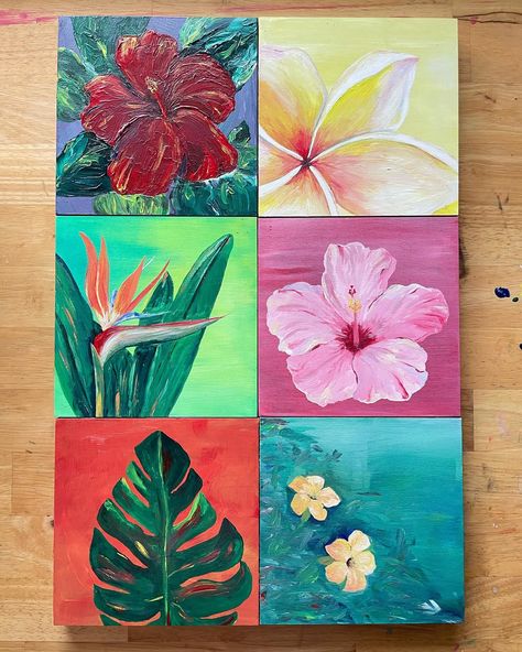 Which is your favorite? Progress on the acrylic mini floral collection. 🌺 They still need a little work, and I’m still struggling with the acrylic paint. I have such a hard time blending the colors and creating smooth transitions. I definitely need more time with this medium. 🤷‍♀️ I think I’ll try a few waves/seascapes too. #attemptingacrylicpainting #acrylicflorals #kauaiart #tropicalflorals #acrylicsinprogress #notmyusualmedium #kauaiartist #kauaiarts #hibiscus #birdofparadise #puakenik... Hibiscus Painting Acrylic, Hibiscus Flower Painting Tutorial, Hibiscus Painting Abstract, Abstract Hibiscus, Hibiscus Painting, Hibiscus Oil Painting, Smooth Transitions, Floral Canvas, Floral Collection