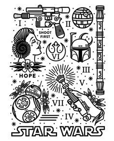 @ryan.mauch did a rad job on this flash sheet! Which one would you get as a tattoo? by forceguys_n_ink Star Wars Svg, Idee Cricut, Rockabilly Girl, Hawaiian Tattoo, Star Wars Tattoo, Desenho Tattoo, Tattoo Outline, Arte Inspo, Flash Art