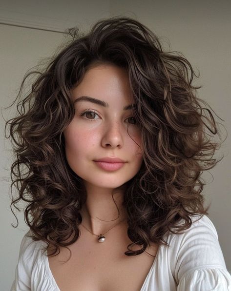 Inverted Bob Curly Hair Shoulder Length, Short Curly Haircuts Face Framing, Curly 2c Haircuts, Short Hairstyles For Curly Hair Women, Medium Length Haircut Curly Waves, Curly Mid Hairstyles, Mid Length Curly Shag Haircut, Cold Perm Short Hair, Natural Curly Long Bob