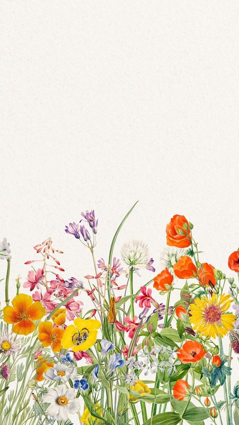 Colorful flower background, vintage botanical | Premium Photo Illustration - rawpixel Botanical Background Wallpapers, Colorful Flowers Background, Colorful Floral Background, Illustration Flower Art, Botanical Garden Illustration, Flower Background Drawing, Border Iphone Wallpaper, Floral Background Wallpapers, Flowers Drawing Wallpaper