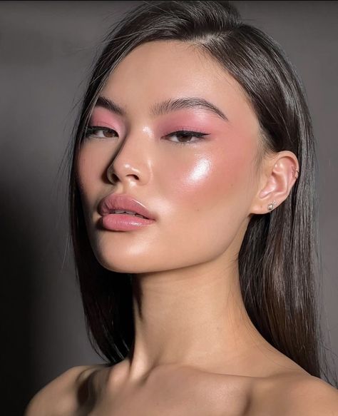 Monochrome Pink Makeup, Jaripeo Makeup, Hot Pink Dress Makeup Ideas, Peach Pink Makeup, Medium Contrast Makeup, Nude Pink Makeup, Makeup Guide For Beginners, Cool Toned Makeup, Make Up Trend