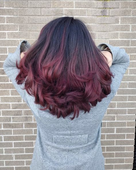 Brown On Top Burgundy Underneath Hair, Highlight Burgundy Hair, Bargandi Colour Hair, Red Hair Colour For Short Hair, Hair Colour Burgundy Highlights, Brownish Red Highlights On Black Hair, Faded Burgundy Hair, Lower Hair Color, Burgundy Tips Hair