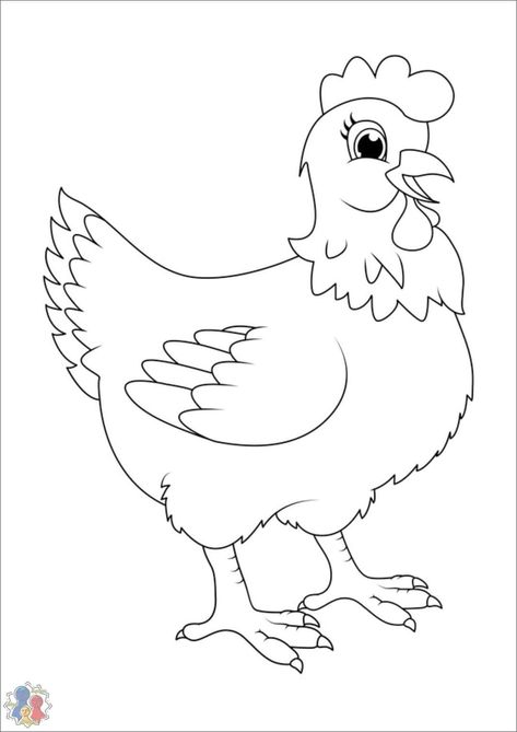 Chicken Pictures Drawing, Hen Coloring Page, Farm Animals Template, Animal Reference Photos, Chicken Coloring Pages, Farm Cartoon, Barnyard Theme, Chibi Coloring Pages, Chicken Coloring