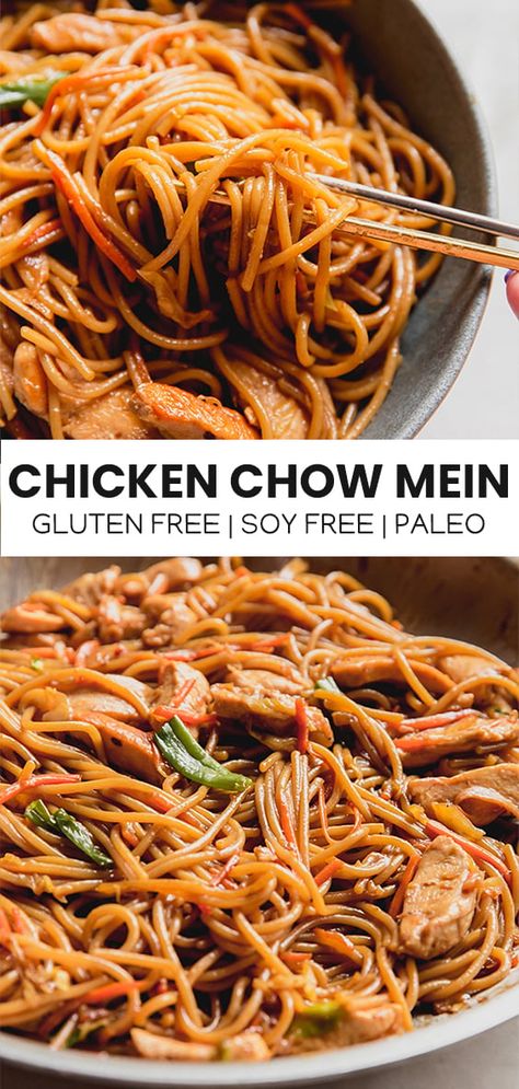 Dairy Free Red Meat Free Recipes, Df Gf Chicken Recipes, Paleo Chow Mein, Gluten Free Chicken Chow Mein, Best Gluten Free Chicken Recipes, Soy Free Chinese Recipes, Chicken Recipes Gluten Free Dairy Free, Soy Free Asian Recipes, Soy Free Chinese Food Recipes