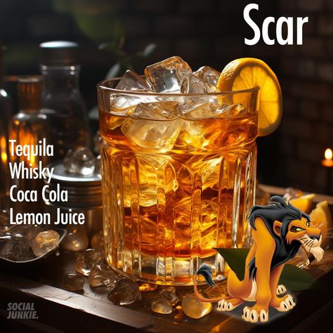 House Of Horror - I NEED to try these Disney Villain... | Facebook Disney Mixed Drinks, Disney Alcoholic Drinks, Sweet Alcoholic Drinks, Summer Drinks Alcohol Recipes, Scar Lion King, House Of Horror, Bartender Drinks Recipes, Lion King Disney, Spicy Drinks