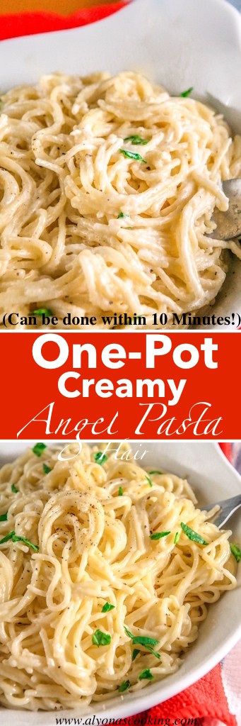 One Pot Creamy Angel Hair Pasta Recipe | Alyona's Cooking Angle Hair Noodle Recipes, Angle Hair Pasta Recipes, Pasta Recipes Angel Hair, Creamy Angel Hair Pasta, Angel Hair Recipes, Angel Chicken Pasta, Angel Hair Pasta Recipe, Angel Hair Pasta Recipes, Summer Pasta Dishes