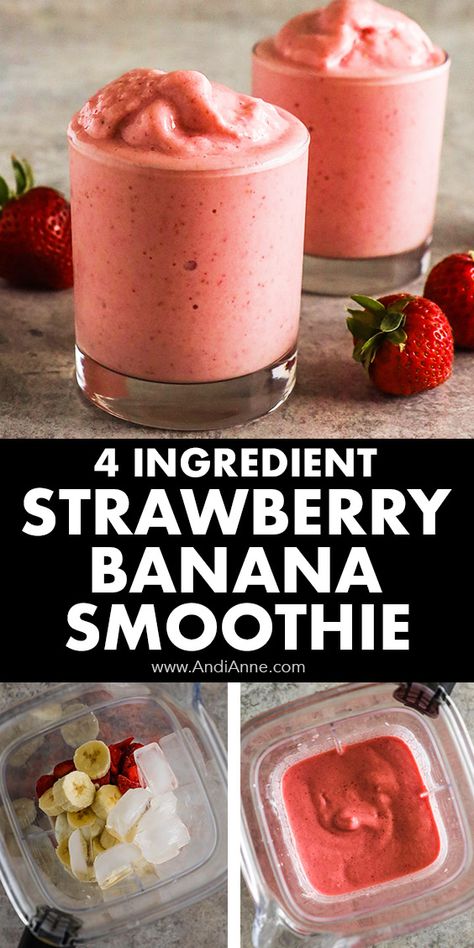 Smoothie Recipe With Yogurt, Super Easy Smoothie Recipes, Easy Strawberry Smoothies, Smoothie Easy Recipes, Recipes For Smoothies Fruit, Strawberries And Banana Smoothie, Smoothie Drinks Healthy, Tasty Healthy Smoothies, Recipe For Smoothies