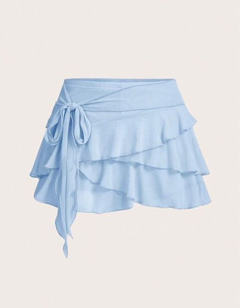 Discover the ultimate in retro fashion with our Women's Multi-Layer Ruffle Trim Low Rise Y2K Mini Skirt in Baby Blue. Perfect for a playful, vintage-inspired look, this mini skirt features delicate ruffle detailing and a flattering low rise fit. Ideal for creating a chic, nostalgic outfit. Shop now to elevate your wardrobe with this must-have Y2K style! Baby blue skirt. Baby blue mini skirt. Blue mini skirt. Mini skirt. Baby Blue Skirt, Light Blue Skirt, Outfits Skirts, Low Rise Y2k, Light Blue Skirts, Short Skirts Outfits, Mini Skirt Blue, Fancy Skirts, Y2k Mini Skirt