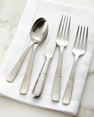 5-Piece Carine Flatware Place Setting Hammered Flatware, Stainless Steel Containers, Historical Design, Tabletop Accessories, Salad Fork, Dinner Fork, Stainless Steel Flatware, Place Setting, Flatware Set