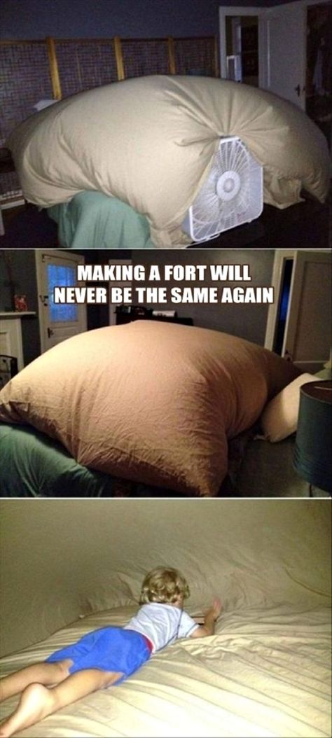 Fan Fort Fan Fort, Diy Blanket Fort, Bed Fort, Cool Forts, Indoor Camping, Blanket Fort, Build A Fort, Sleepover Games, Big Pillows