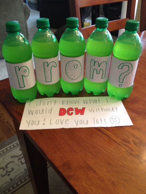 Promposal for those who love Mountain Dew Mountain Dew Promposal, Mountain Dew Hoco Proposal, Promposal Signs Funny, Hunting Promposal, Wordle Promposal, Promposal Ideas For Him, Sadie’s Promposal, Dance Asks, Prom Invites