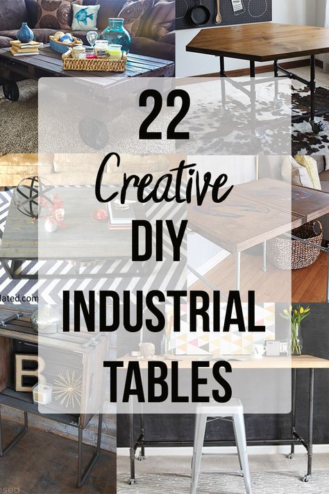 Creativeideas for DIY industrial tables! Awesome projects using pipes for dining table, industrial coffee tables, end tables and so much more! #AnikasDIYLife #industrial Diy Industrial Home Decor, Diy Spice Rack, Diy Industrial Furniture, Diy Curtain Rods, Industrial Diy, Pipe Table, Industrial Console Tables, Industrial Side Table, Industrial Coffee