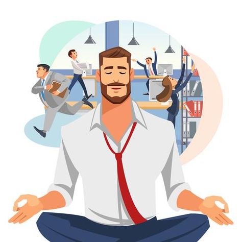 Business Cartoon Art, Meditation Illustration, Caleb Y Sophia, Businessman Office, Frame Instagram, Office Cartoon, Illustration Design Graphique, Vector Characters, Business Cartoons