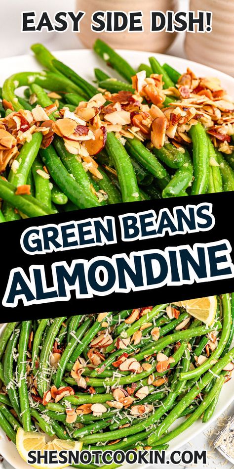 Green beans almondine on a white plate. Thanksgiving Side Dishes Crockpot, Thanksgiving Recipes Side Dishes Veggies, Thanksgiving Green Beans, Easy Thanksgiving Sides, Healthy Green Beans, Green Beans Side, Thanksgiving Side Dishes Healthy, Green Beans Almondine, Thanksgiving Dinner Ideas